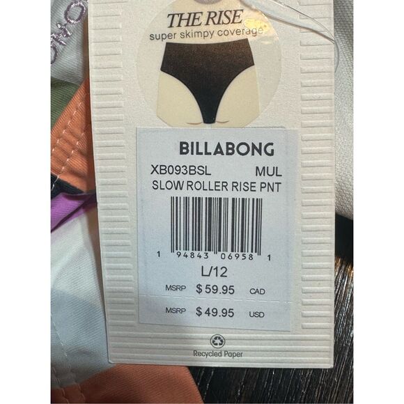 Billabong NWT size L slow roller rise bikini bottoms - multicolor stripes - swim - Picture 7 of 9